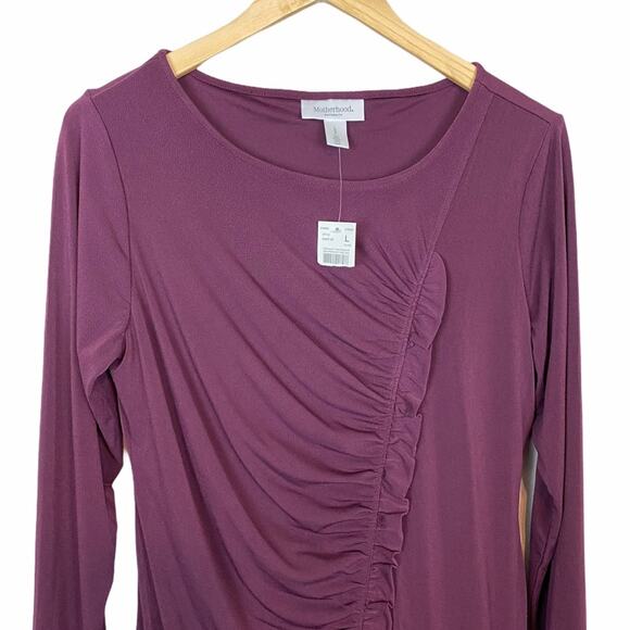Motherhood Maternity Ruched Burgundy Knee Length Long Sleeve Dress Size Large - Picture 4 of 7